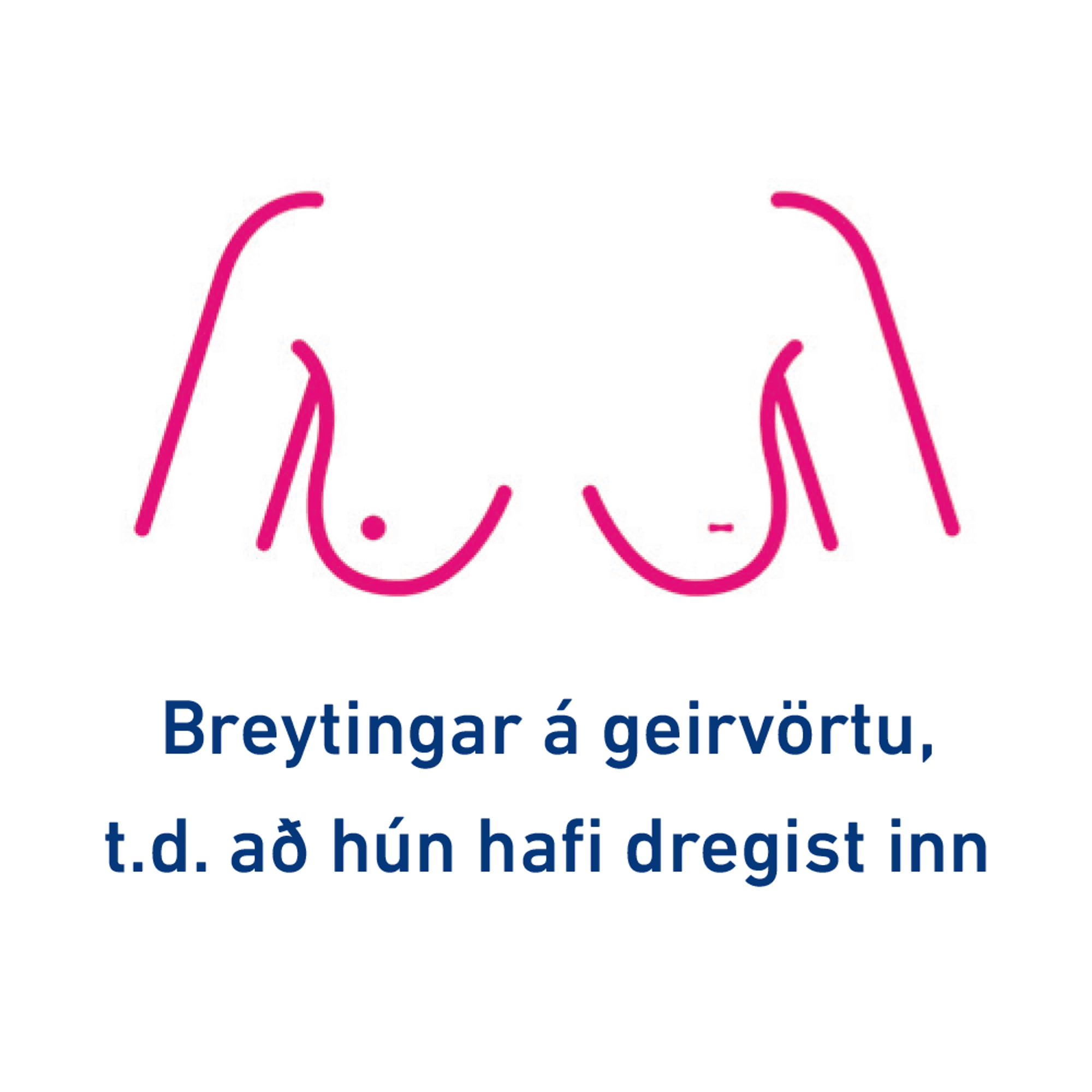 Breytingar á geirvörtu, t.d. að hún hafi dregist inn