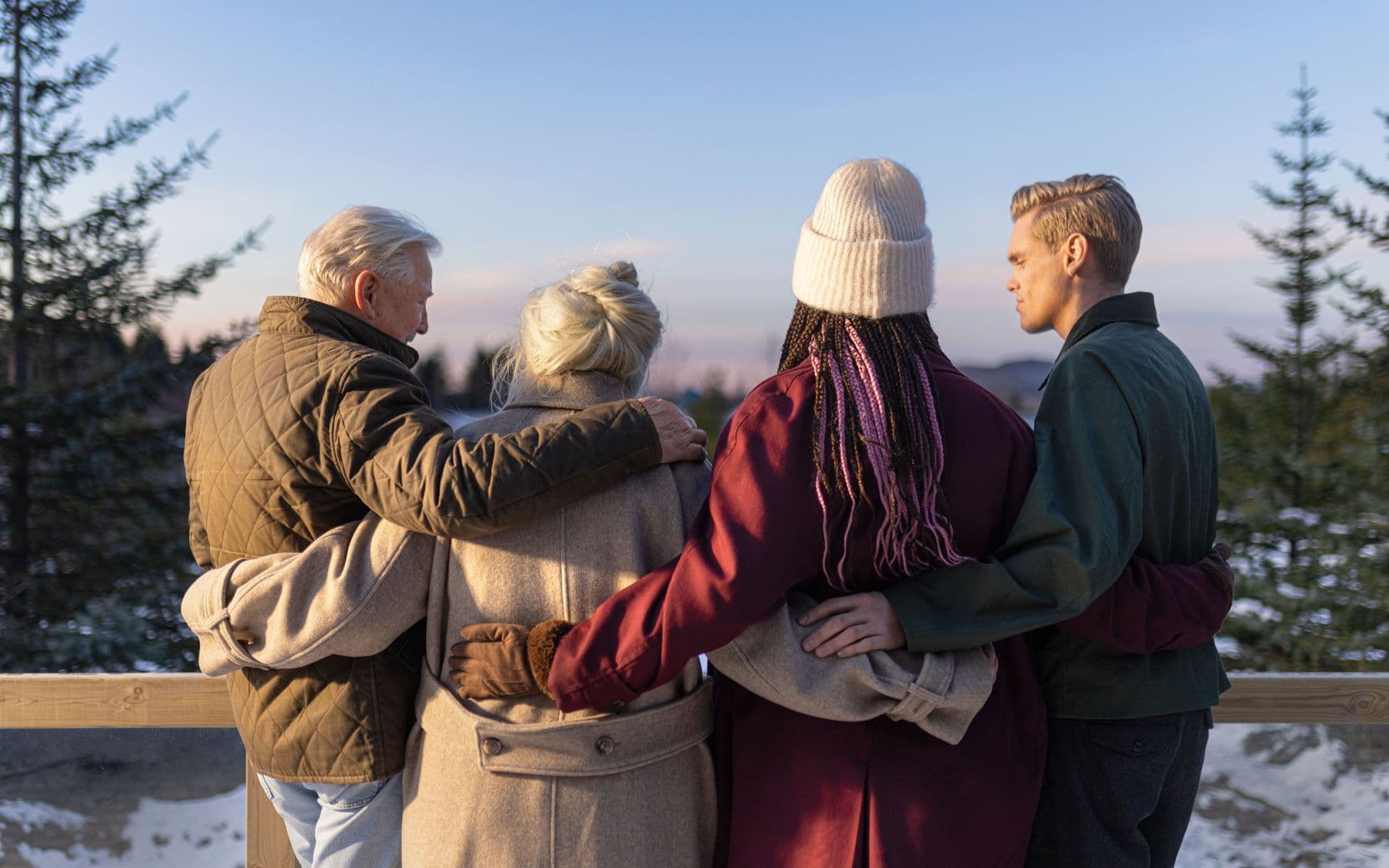 Stuðningur og faðmlag fjölskyldu